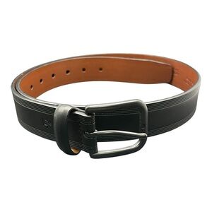 Original Penguin Men's Belt Black Burnished Leather Black Buckle NWOT Size 34